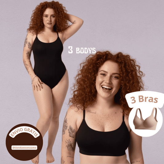 3 Bodys Moldeadores + 3 Bras tipo segunda piel